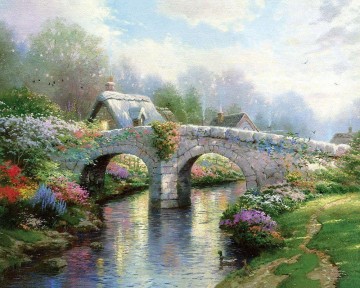 Puente de flores Thomas Kinkade Pinturas al óleo